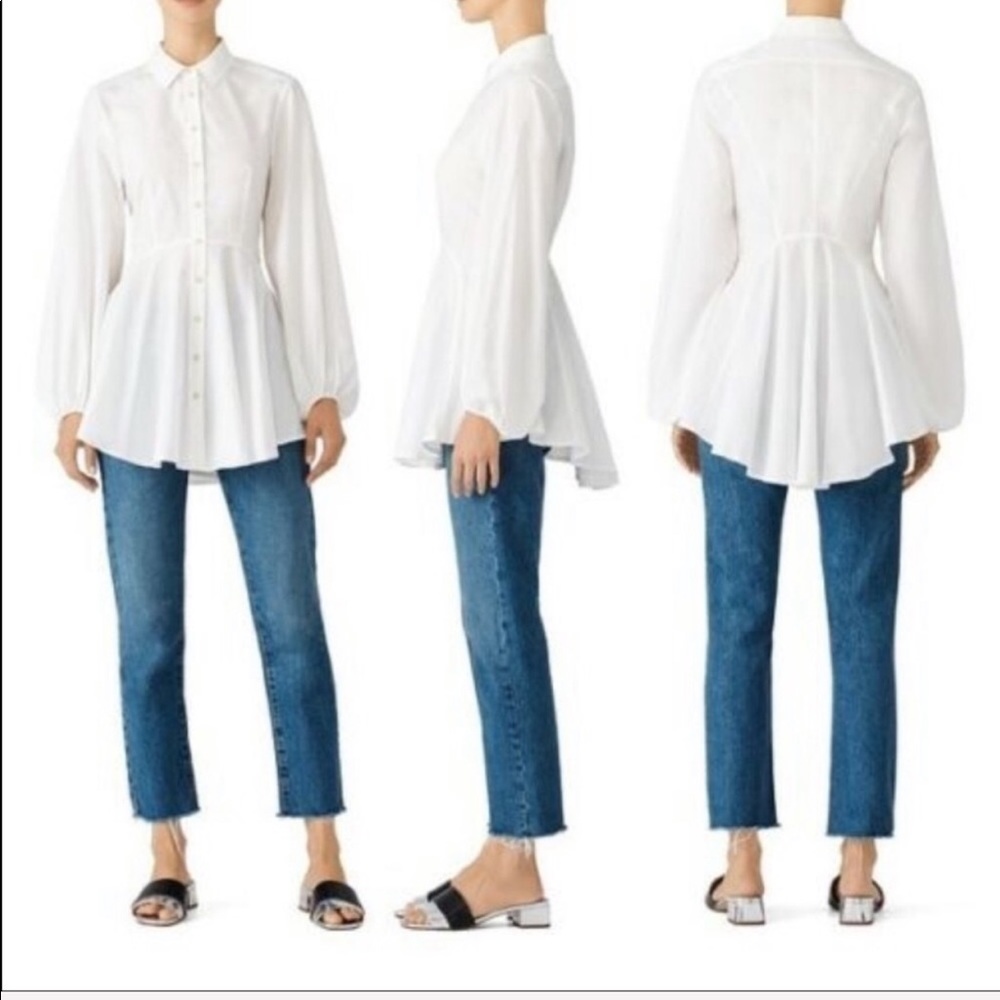 Free People NWT Victorian Peplum white button down top